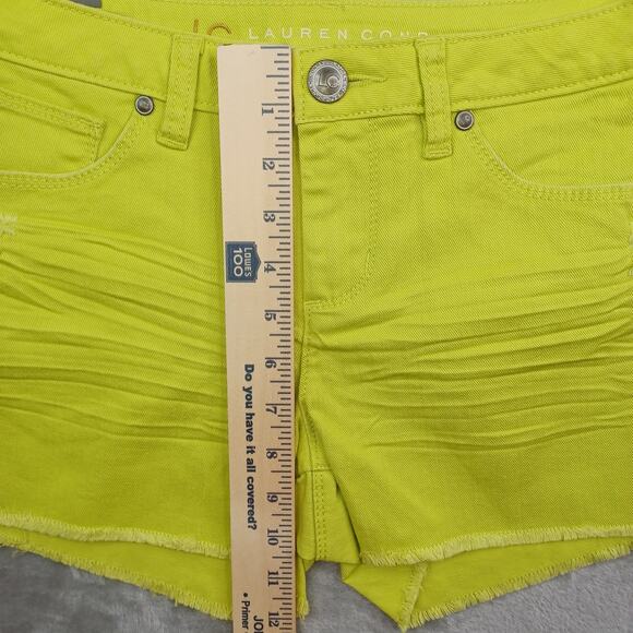 Lauren Conrad Denim Jean Shorts Womens Size 6 Lime Cutoff 3" Mid Rise Distressed - Picture 9 of 11